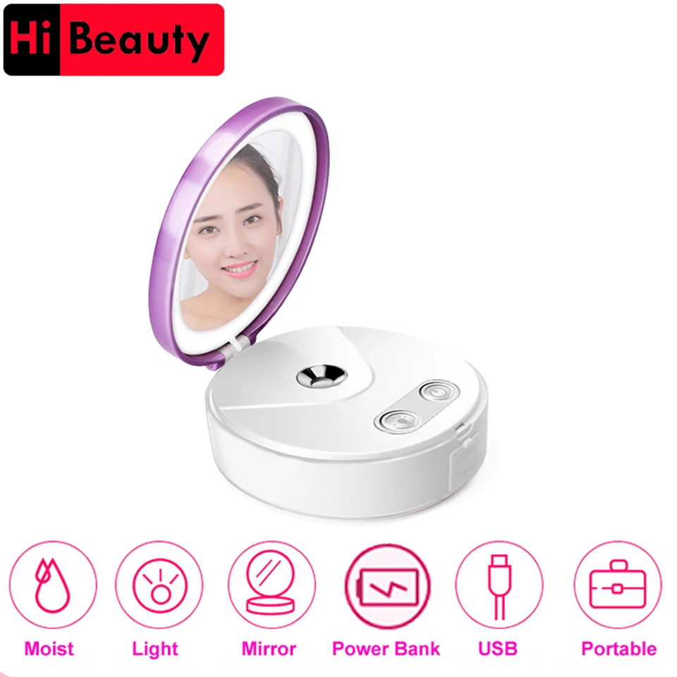 1PC Multi Functional Portable Makeup Cosmetic Lights Mirror Nano Mist Sprayer Facial Body Steamer M