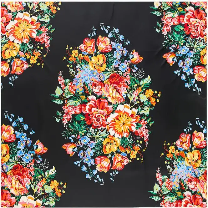 Новый брендовый платок 100% саржевый шелковый шарф с цветочным рисунком 130 см