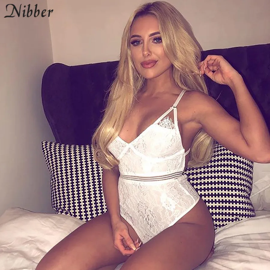 

Nibber 2019summer office lady lace bodysuits womens fashion club party sexy white black bodycon jumosuit ladies bodysuits mujer