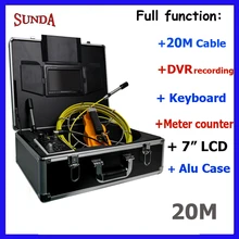 Заводская система инспекционной камеры с клавиатурой счетчик ввода данных Запись видео DVR Alu box аккумуляторная батарея 20 м