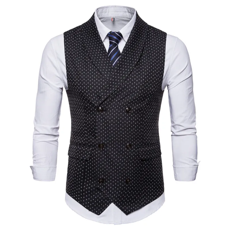 Riinr модный костюм жилет для мужчин Горячая Dot дизайн формальное платье качество без рукавов приталенный деловой пиджак жилет мужской