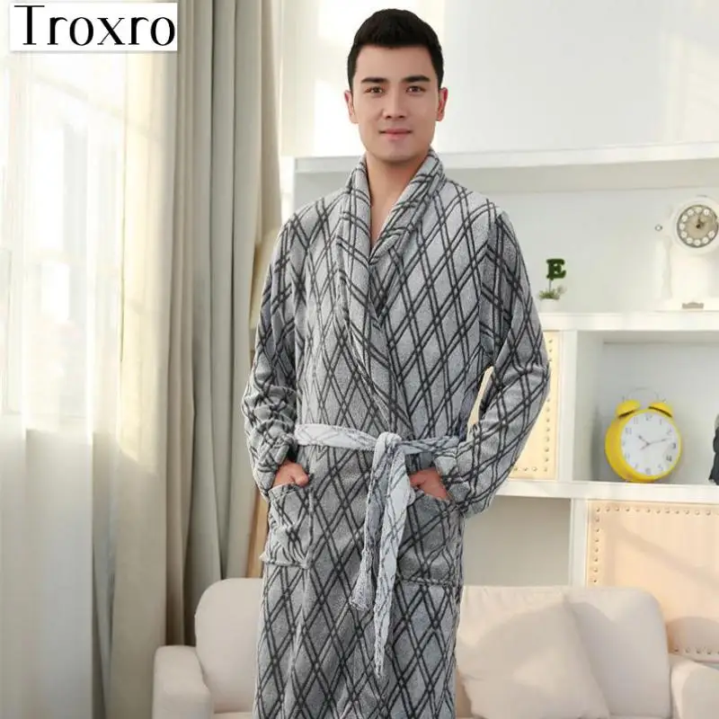 Bathrobe Men Long Sleeves Robe Regular Sleeve Bathrobes Man Mens