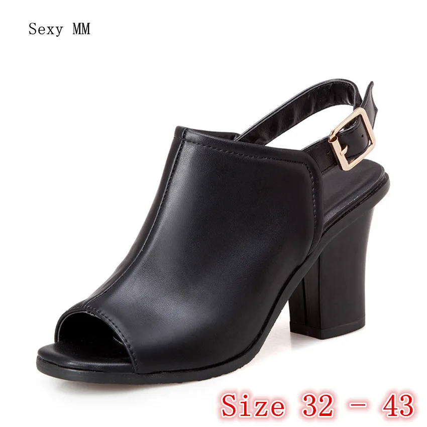Women Gladiator Sandals Square High Heels Peep Toe Summer Pumps Shoes Woman High Heel Sandals Plus Size 32 33 - 40 41 42 43