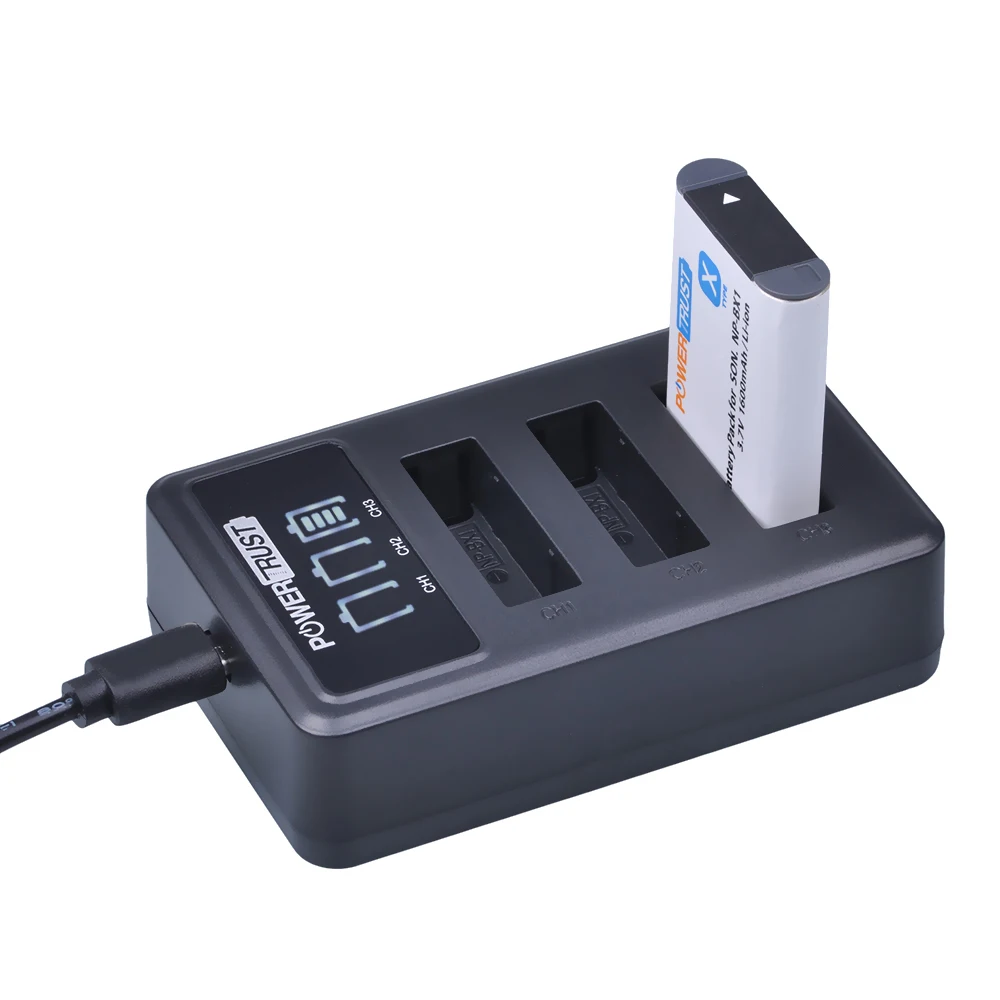 1x 1600mAh NP BX1 NPBX1 NP BX1 Camera Battery +LED 3 Port USB Charger