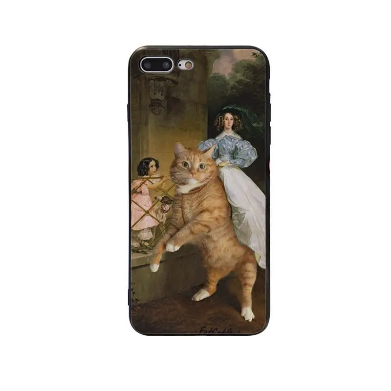 Babaite Забавный чехол для телефона Leonardo da Vinci Mona Lisa Pat Cat для Apple iPhone 8 7 6 6S Plus X XS MAX 5 5S SE XR Чехол для мобильного телефона s