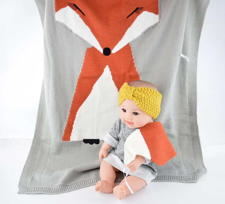 Autumn Baby Toddler FOX Bedding Newborn Knitted Baby Blanket Wrap Soft Blankets Fashion Brand Swaddling Kids Gift Girls Blankets