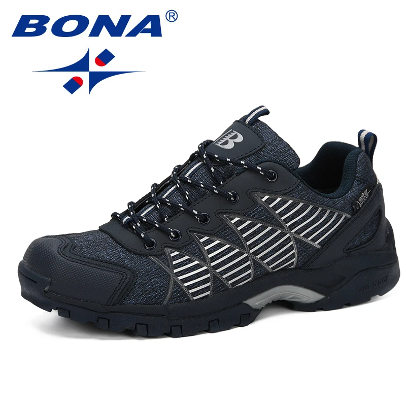 Ceny BONA 2019 nowe klasyki stylu męskie buty profesjonalne odkryty męskie sportowe buty do biegania skórzane zasznurować modne męskie buty