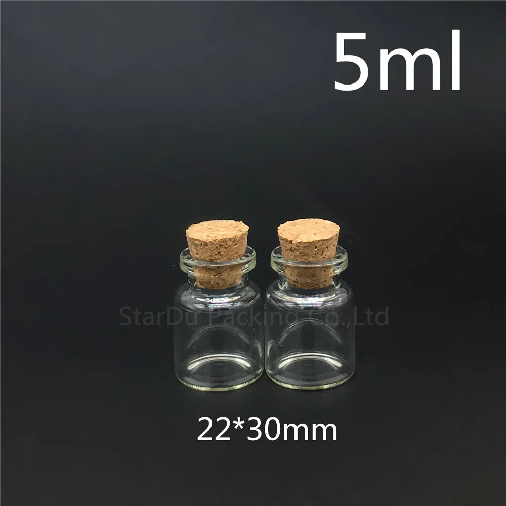 48pcs 5ml Small Cute Mini Cork Stopper Glass Bottles Vials Jars