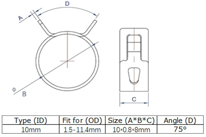 10 Pcs 10mm Vacuum Spring Band Type Fuel Oil Water CPU Hose Silicone Clip Pipe Tube for Band Clamp Metal Fastener Assortment Kit