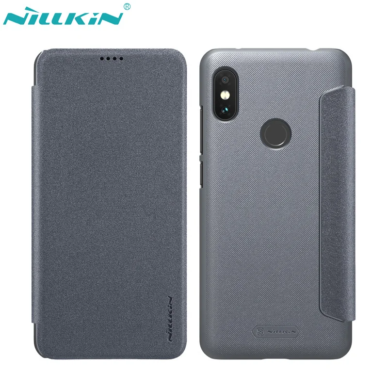 

NILLKIN Mobile Phone Cover for Xiaomi Redmi Note 6 Pro Case PU Leather Cases Hard PC Frosted Back Cover Flip Smart Wake Up Case