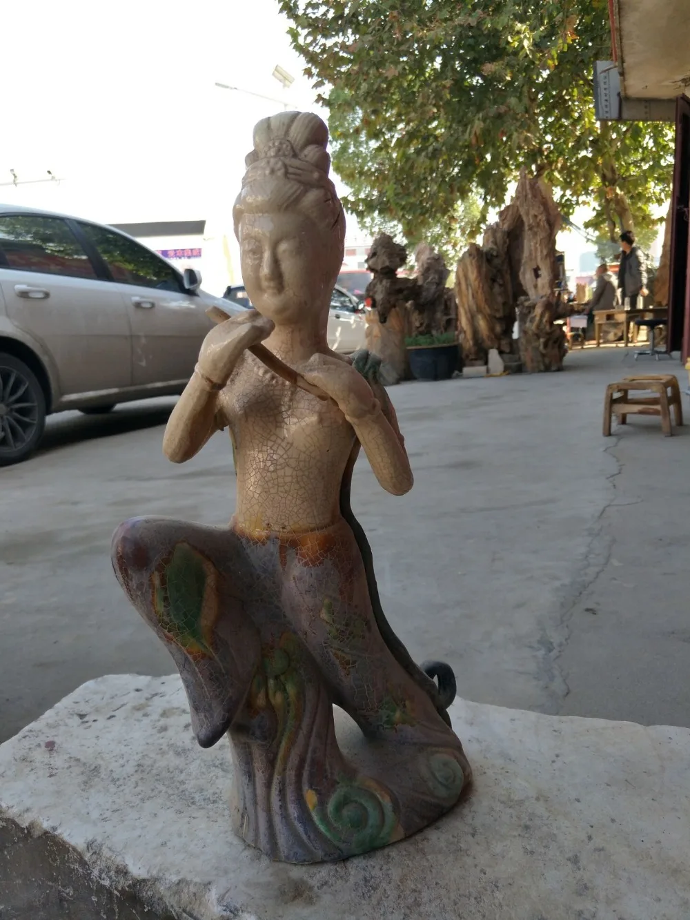 

Antique Tang three colorful sculpture porcelain statue ,Dunhuang fairy,#02,Home Decoration collection & adornment,Free shipping