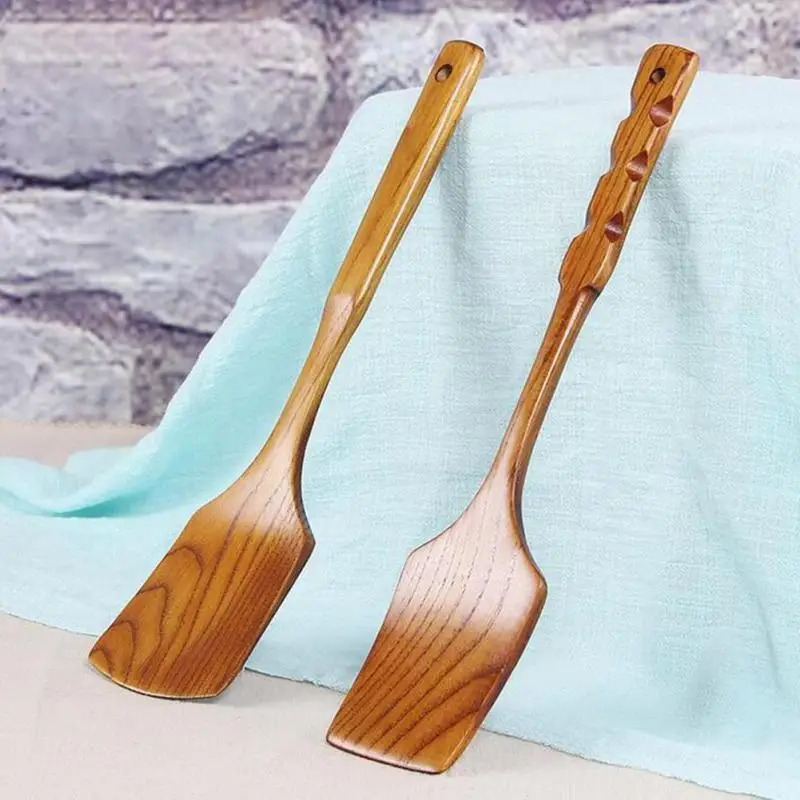 35cm Healthy Natural Wooden Turner Long handled Wood Shovel Spatula