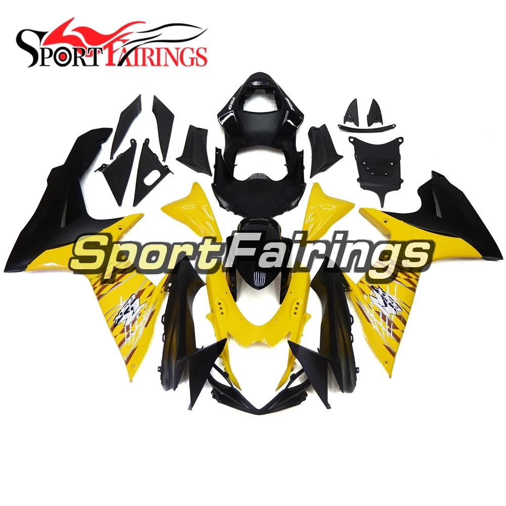 Sportbike Cowling черные желтые крышки для Suzuki 2011 2012 2013 2014 2015 2016 GSXR600/GSXR750 K11 Инжекционный