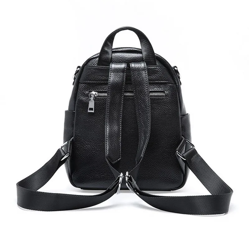  ZENCY  Genuine Leather Women's Backpacks Silver Color Hardware First Layer Cow Leather Female Schoo - 33020415763