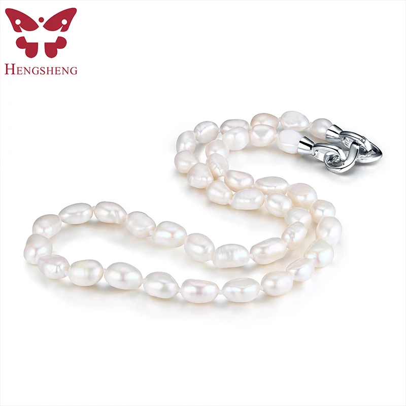 

HENGSHENG Natural Pearl Long Necklace For Women,Braque Style with Character Buckle,Irregular Shape FreshWater Pearl