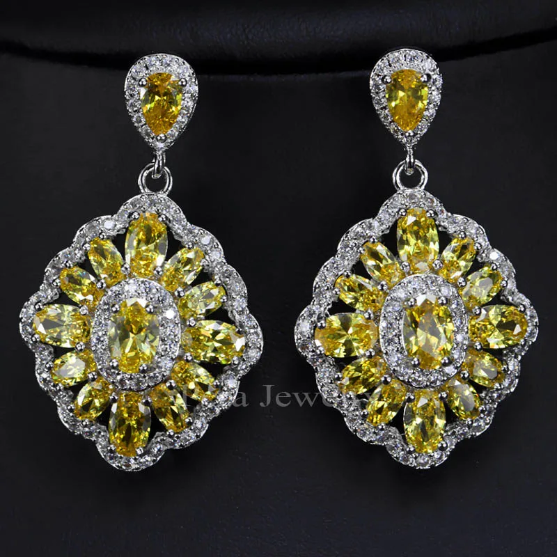 Pera Vintage Nigerian Women Yellow Gold Color Costume Jewelry Pera Vintage Nigerian Women Yellow Gold Color Costume Jewelry Square Shape Long Drop Earrings With Cubic Zirconia E165 In From