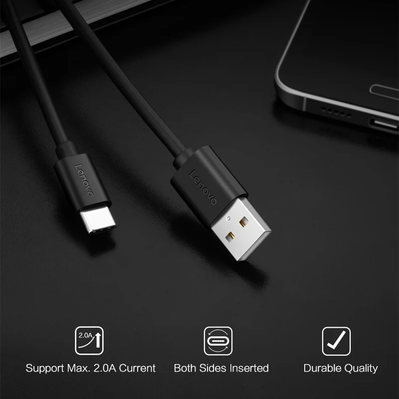 Lenovo 5 шт./лот 1 м Тип usb C 2A USB быстрой зарядки данных кабеля Зарядное устройство