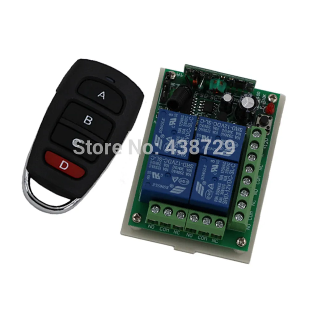 

DC 12V 4CH 4 CH Transmitter 150M Wireless Remote Control Relay Switch Transceiver Receiver Compatible with 2262 2260 Chip
