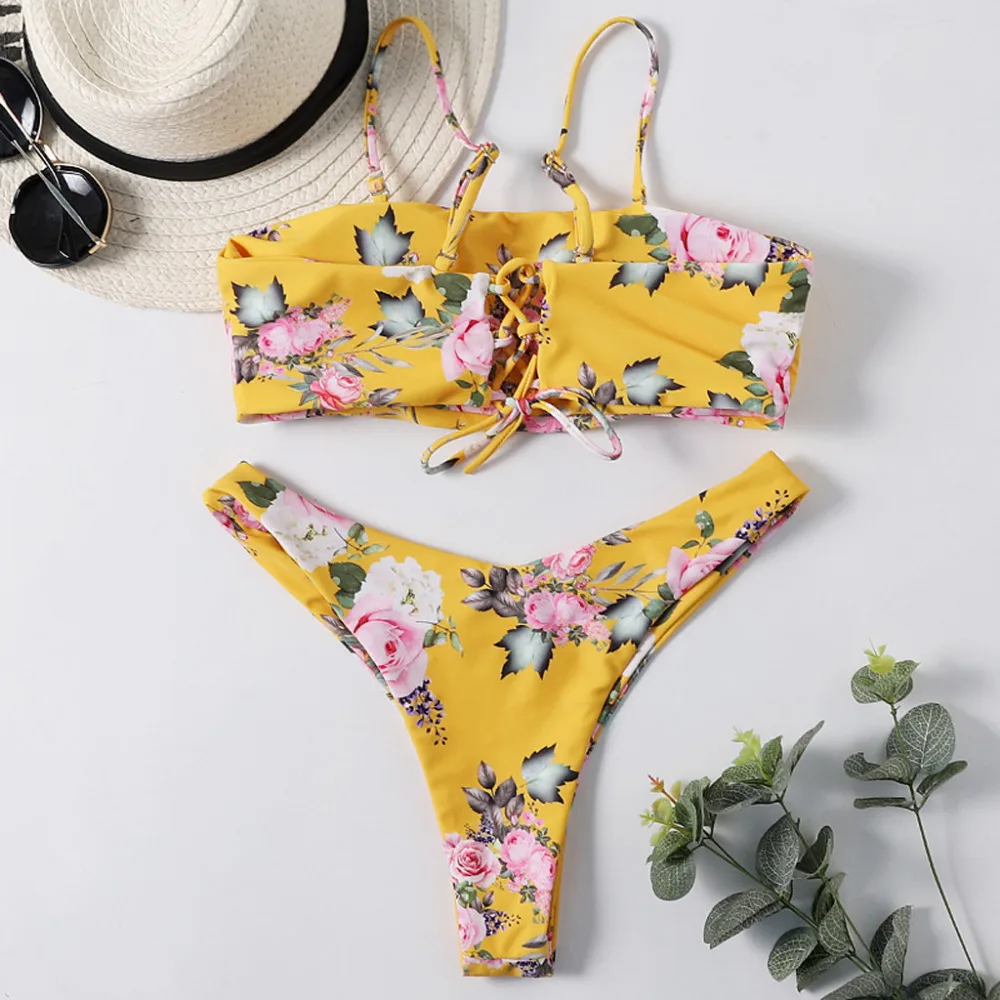 2019 woman summer sexy peony flower print bikini set swimsuit push up pretty brazil beach set bikinis e fatos de banho 40J5 (15)