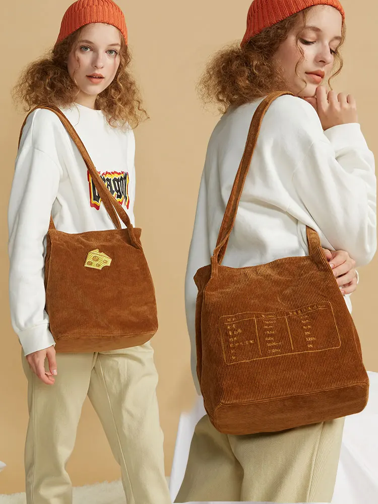 

Princess sweet lolita bag Original embroidered corduroy slanting bag fashion women fun cheese single shoulder bag LLD003