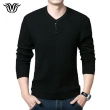 VORELOCE брендовая мужская Одноцветный свитер v-образным вырезом однорядные И пуговицы осень и зима модная повседневная одежда из шерсти свитер