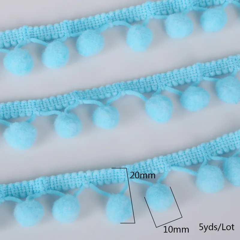 5 ярдов 10 мм кружевная ткань Швейные аксессуары помпон отделка украшения с помпонами кисточка шар лента с бахромой DIY материал ремесло одежда