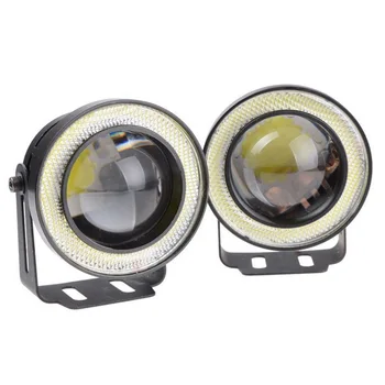 

MAHAQI Car 1 Set 3.5 3.0 2.5 inch COB Angel Eyes Fog Lights Led Car Headlight Lamp DRL Universal Daytime running light 89mm 76mm