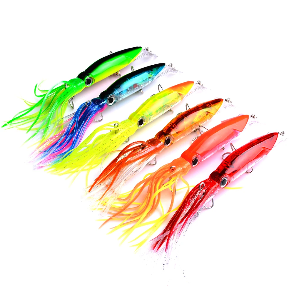 

2019 6pcs fishing lure 14cm 40g Artficial Octopus Swimbait Plastic Jig Head for Saltwater for Carp fishing