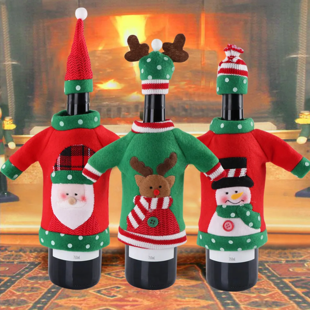 Ourwarm New Year Decoration Red Wine Bottle Cover fice Ugly Sweater Party Products Gifts Home Xmas Party Decor Supplies in Pendant & Drop Ornaments from