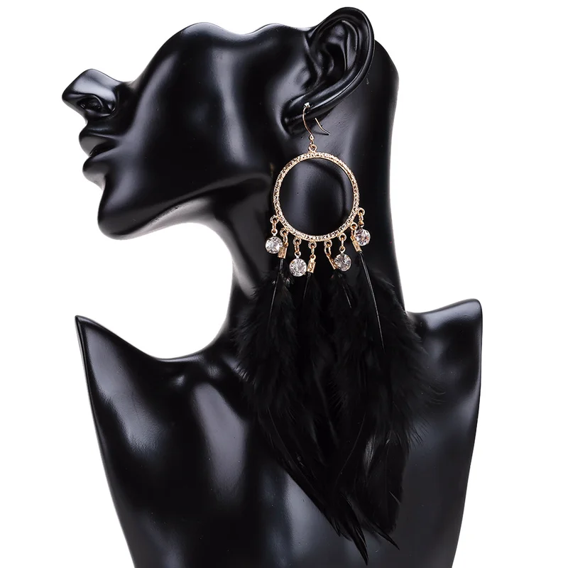2018 Длинные перо падение серьги Винтаж для Для женщин аксессуары Boucles D'oreilles Pour Les