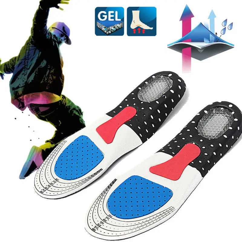 Новый Мужской Силиконовые обувные стельки бесплатная Размеры Для мужчин Для женщин ортопедическая стелька-ступинатор спортивные стельки