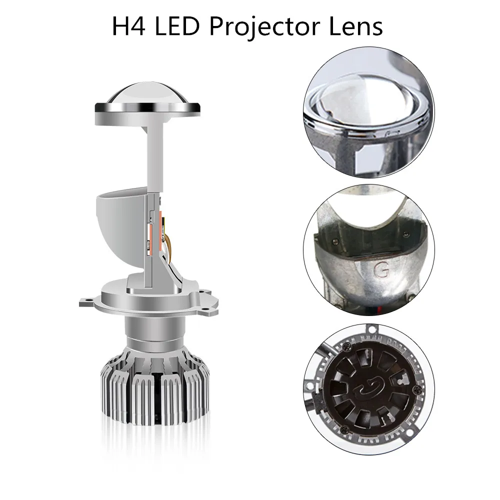 

2PCS 70W G9 LED Headlight Bulbs H4 LED Projector Lens Automobles LED Lamps High/Low Beam Conversion Kit Headlamps 12/24V 8000LM