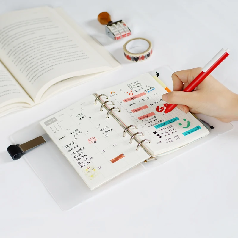

6 Holes Translucent PP Loose Leaf Spiral Binder Matte Notepad Camp for Notebook A6 Stationery Supplies