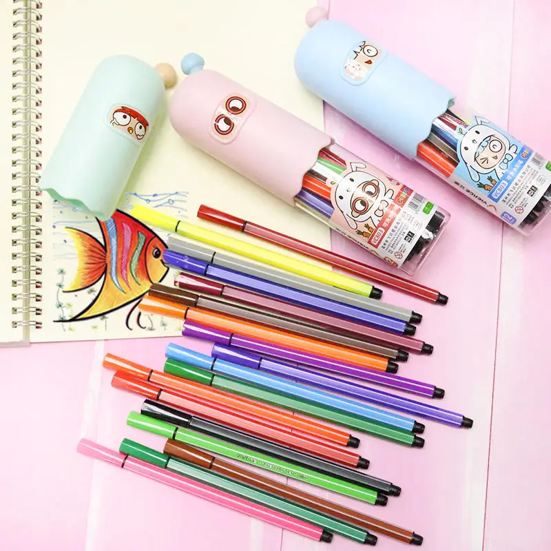 

Coloffice Washable Watercolor Pen Student Kids Non-toxic Color Writing Painting Brush Barrel Set Art Marker Pen School Supplies