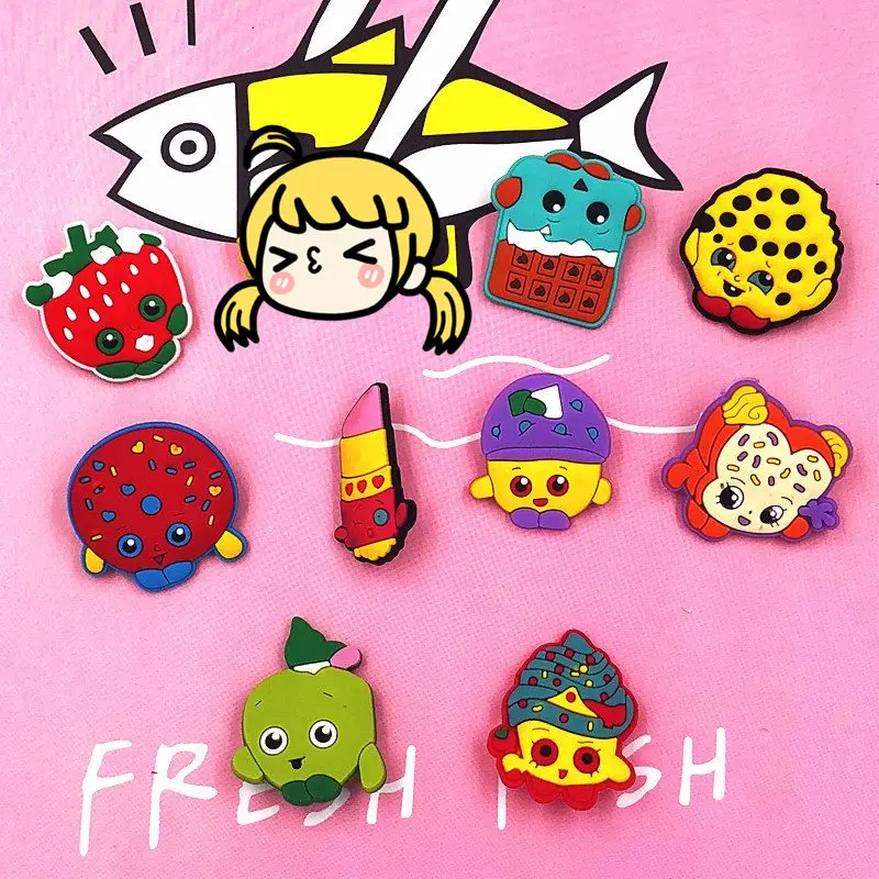 9PCS Kawaii Fruit Strawberry PVC Badges Pins Delicious Food Icon Buttons Clothes Bags Decoration Brooch |