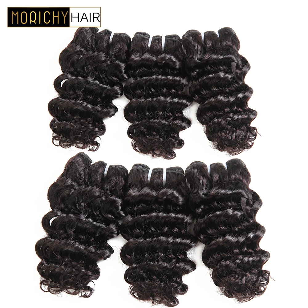 

MORICHY Brazilian Deep Wave Human Hair Bundles 8inch Weave Bundles Human Hair Extension Natural Black Color Non Remy