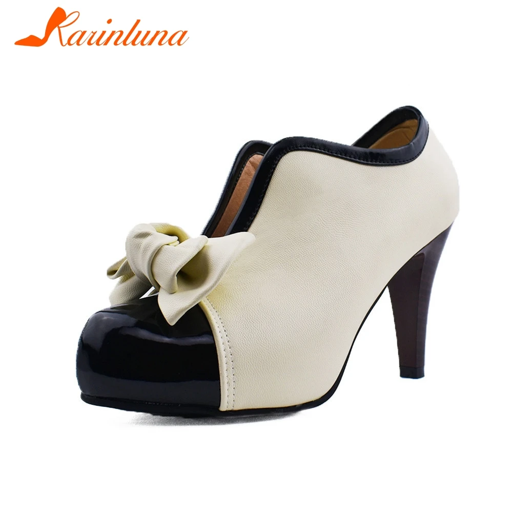 

Karinluna Fashion Plus Size 34-48 High Heels Sweet Lady Bowtie Pumps Women Platform Wholesale Wedding Party Shoes Woman