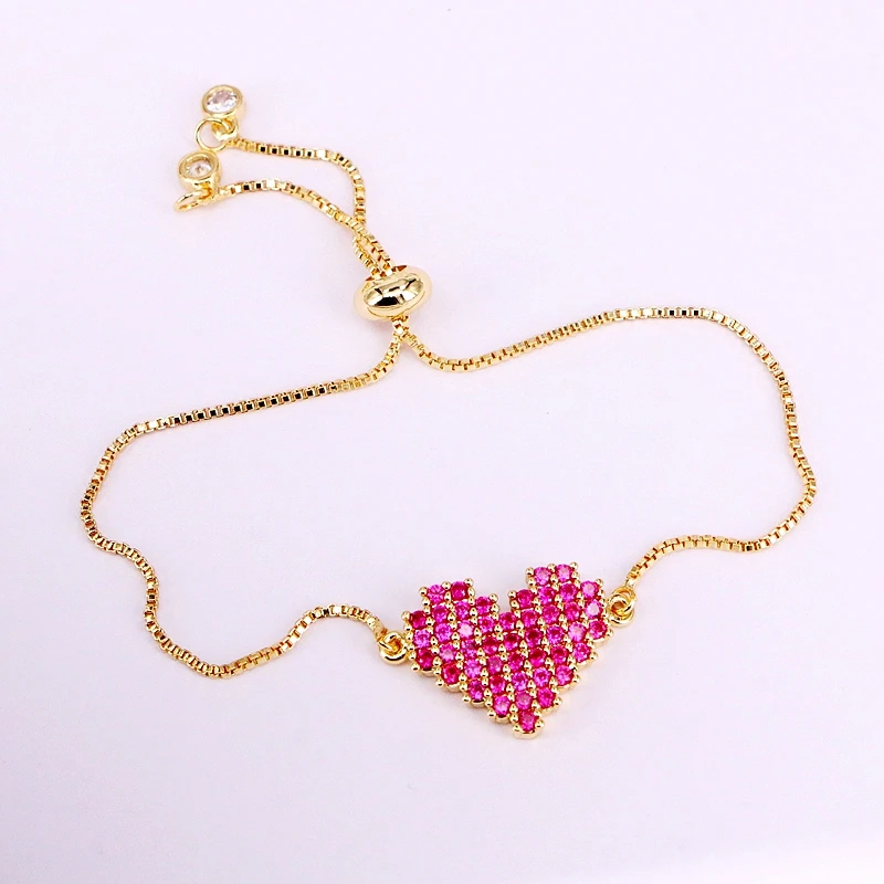 

3PCS, Beautiful Rose CZ Bracelets & Bangles Charm Zirconia Bracelets Femme Copper Chain Women Jewelry