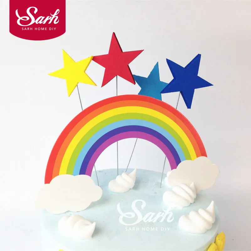 

5PCS Rainbow and Clouds Cake Topper Cake Decorations for Wedding Birthday Party Cute Lovely Gifts CK825
