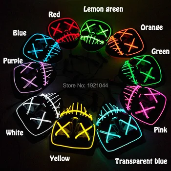 

Fashion Hot EL Wire Mask with 3V Sound activated Controller Halloween LED Light up Mask Funny Halloween Costume DIY Decoration