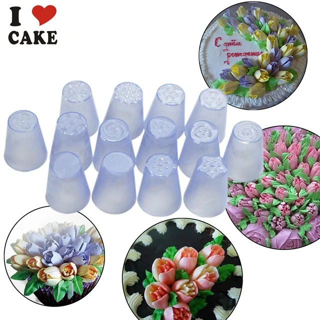 14pcs Lot Russian Tulip Plastic Icing Piping Nozzles Making Flower Mold Pastry Decorating Tips Cake 14pcs Lot Russian Tulip Plastic Icing Piping Nozzles Making Flower Mold Pastry Decorating Tips Cake