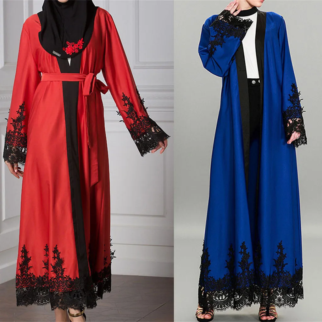 

2019 ISHOWTIENDA Brand Summer Muslim clothes Women Ethnic Robes Abaya Islamic Muslim Middle East Maxi Dress Bandage Kaftan S-XL