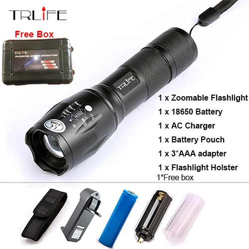 E17 Flash Lights L2 T6 алюминиевый водонепроницаемый масштабируемый светодиодный фонарь с 5 режимами с аккумулятором 18650 или AAA - Испускаемый цвет: option H