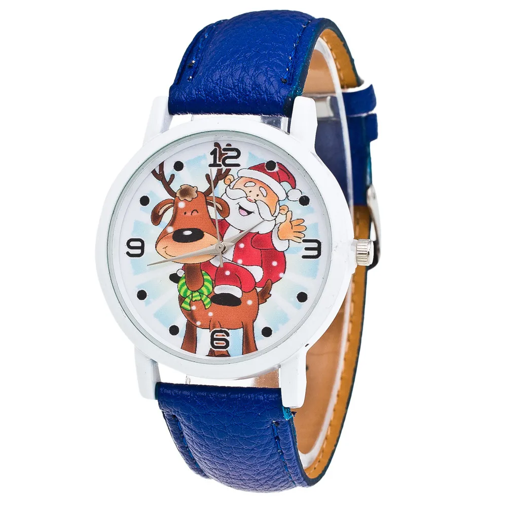 

New Christmas Ornaments Elderly Pattern Leather Band Analog Quartz Vogue Watches Xmas Decoration Navidad 2018 Envio Gratis @F