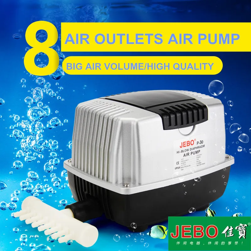 Kopen JEBO P30 10 W Luchtcompressor Grote Volume Luchtpomp Ultra rustige Zuurstof Verhogen Machine Zuurstof Spoelen Aquarium High Power Air pomp