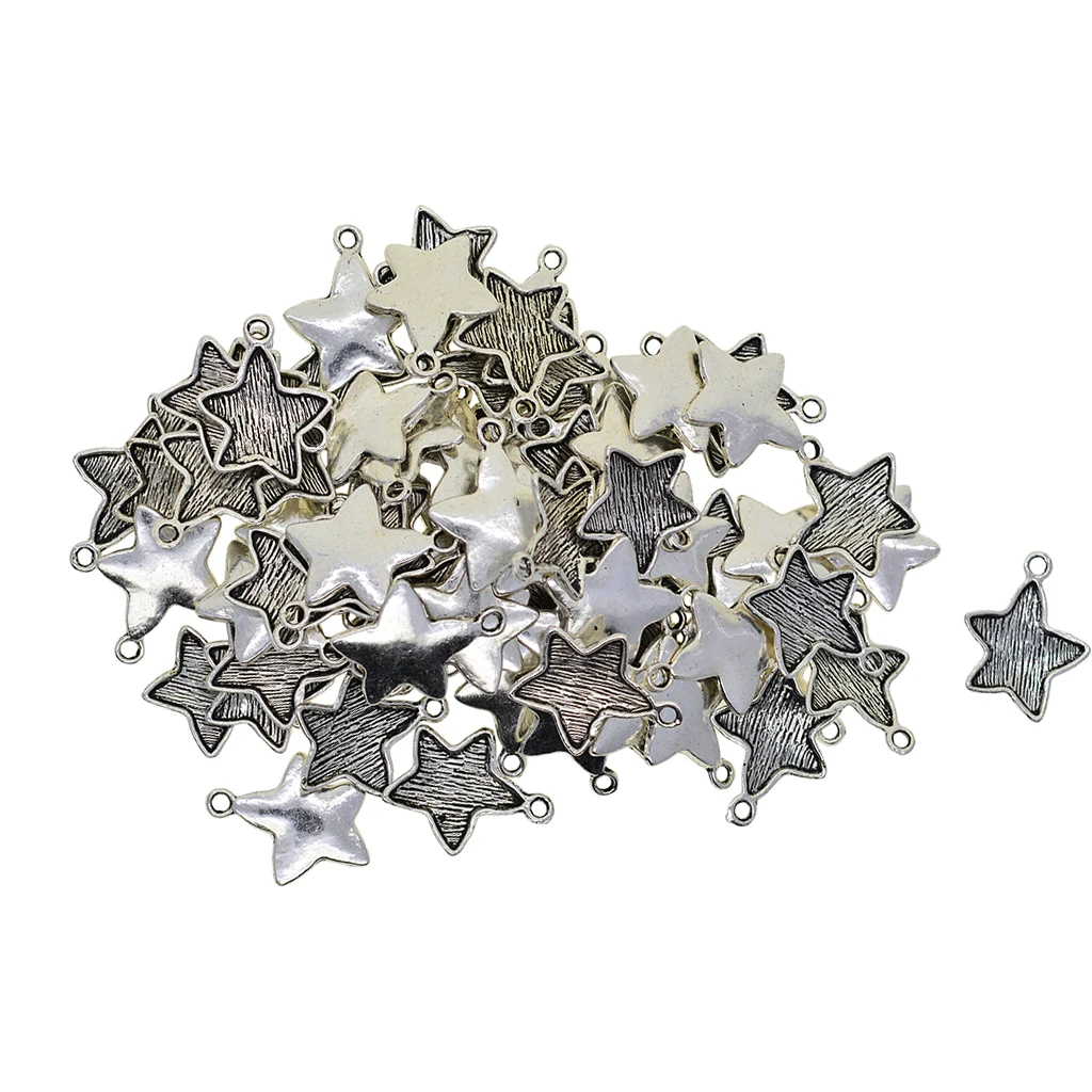 100pcs Antique Tibetan Style 20x15mm Alloy Star Pendant Cabochon Bezel Settings Trays Cabochon Frame DIY Jewelry Making Charms