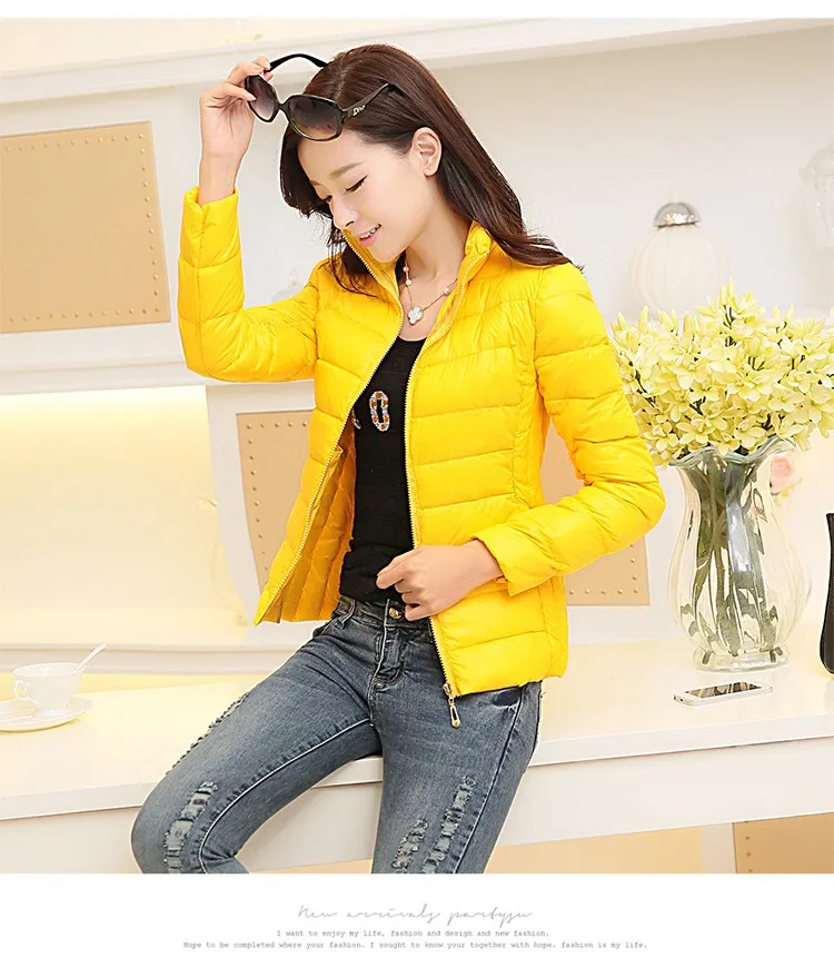 

winter 2018 ultra light jacket women large size Korean Slim padded jacket Solid Female Parka and Jackets