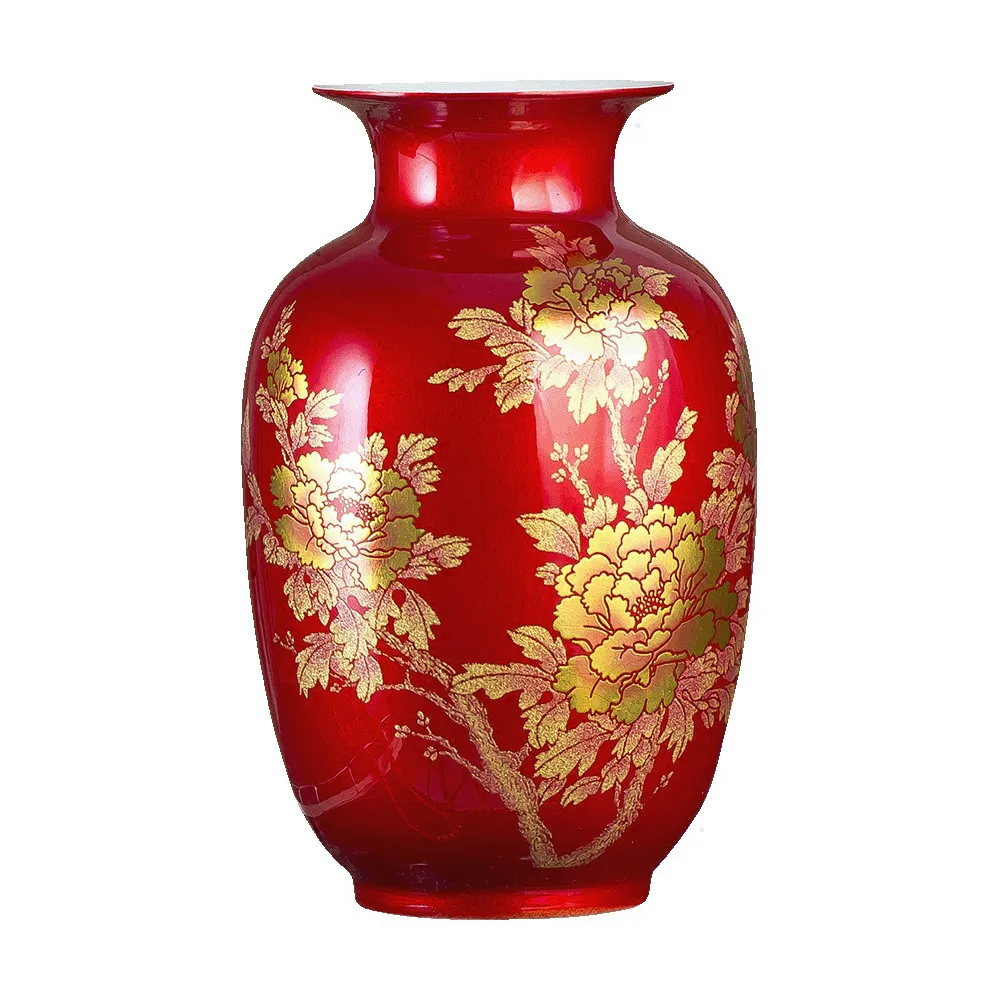 New Chinese Style Vase Jingdezhen Classical Porcelain Crystal Glaze Flower Vase Home Decor
