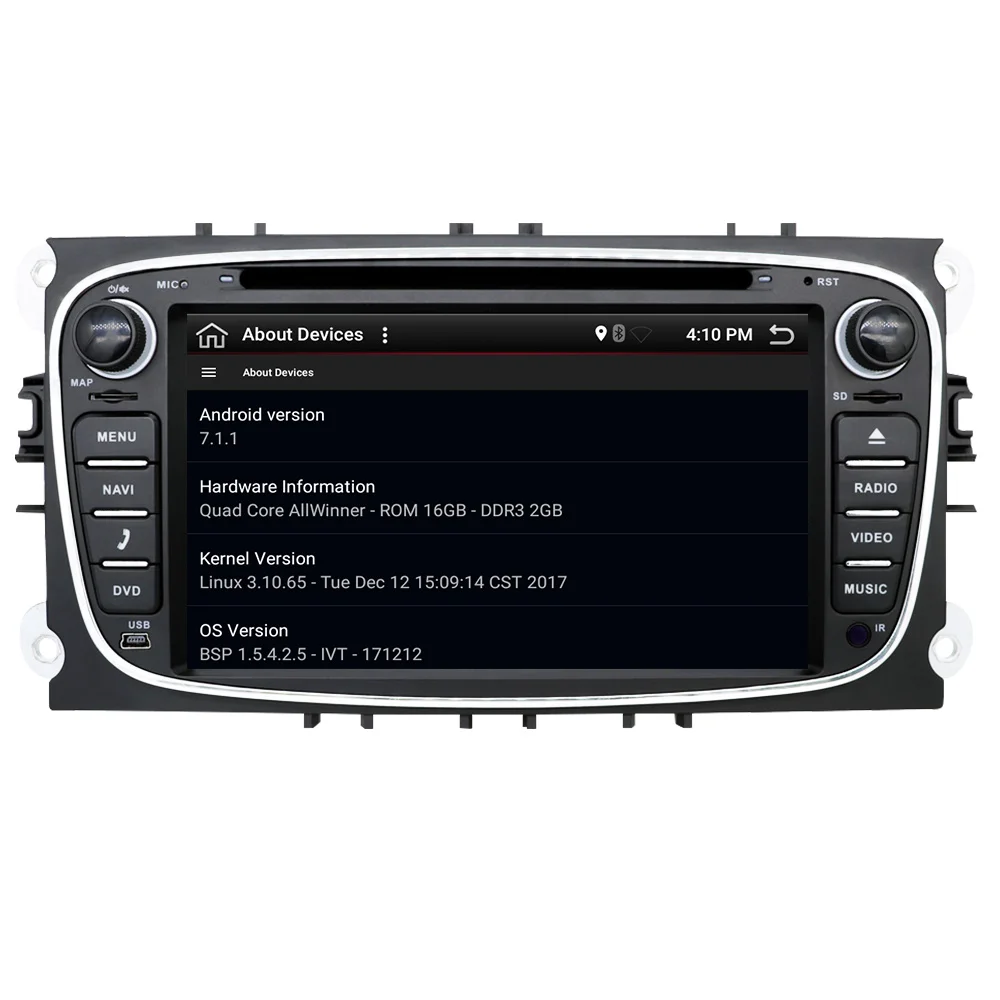 Eunavi 2 din Android 7.1 Quad Core Car DVD Player GPS Navi for Ford Focus Galaxy with Audio Radio Stereo wifi Head Unit 1024*600