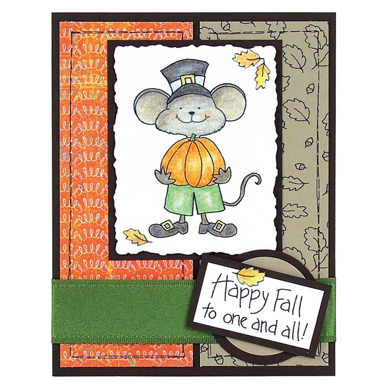 Thanksgiving Mouse Transparent Clear Silicone Stamp/Seal for DIY Scrapbooking/Photo Album Decorative Card Making Stamps 4x4inch